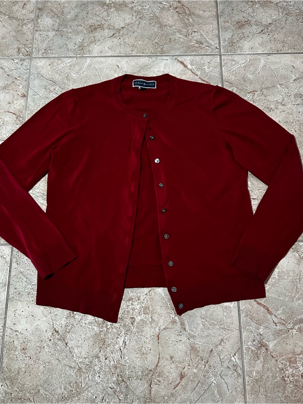 Karen Scott Red Classic Button Cardigan Size S